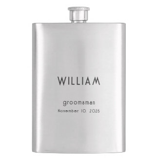 Personalised Groomsman Gift w/ Name & Wedding Role Hip Flask