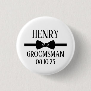 Personalised Groomsman Gift, Wedding 3 Cm Round Badge