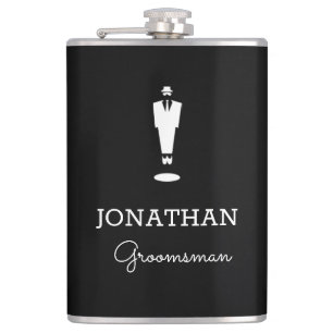 Personalised Groomsman Gift Wedding Party Black Hip Flask
