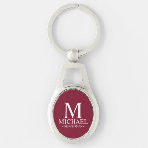 Personalised Groomsman Name and Monogram Key Ring