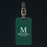 Personalised Groomsman Name and Monogram Luggage Tag<br><div class="desc">Modern Black and White Personalised Groomsman Gifts
featuring personalised monogram,  groomsman's name and title in white classic serif font style on emerald green background.

Also perfect for Best Man,  Father of the Bride and more.</div>