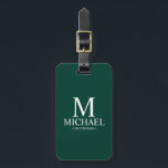 Personalised Groomsman Name and Monogram Luggage Tag<br><div class="desc">Modern Black and White Personalised Groomsman Gifts
featuring personalised monogram,  groomsman's name and title in white classic serif font style on emerald green background.

Also perfect for Best Man,  Father of the Bride and more.</div>