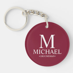 Personalised Groomsman Name&Monogram Key Ring