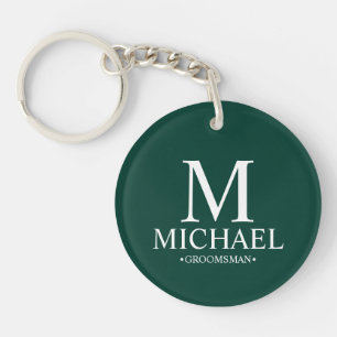 Personalised Groomsman Name&Monogram Key Ring
