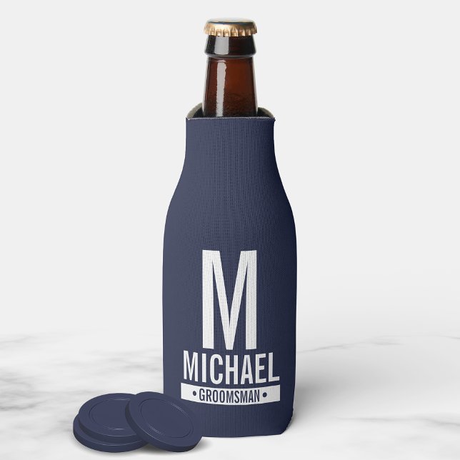 Personalised Groomsman's Monogram and Name Bottle Cooler (Creator Uploaded)