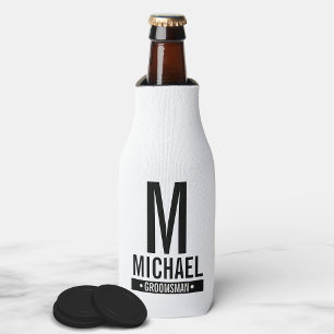 Personalised Groomsman's Monogram and Name Bottle Cooler