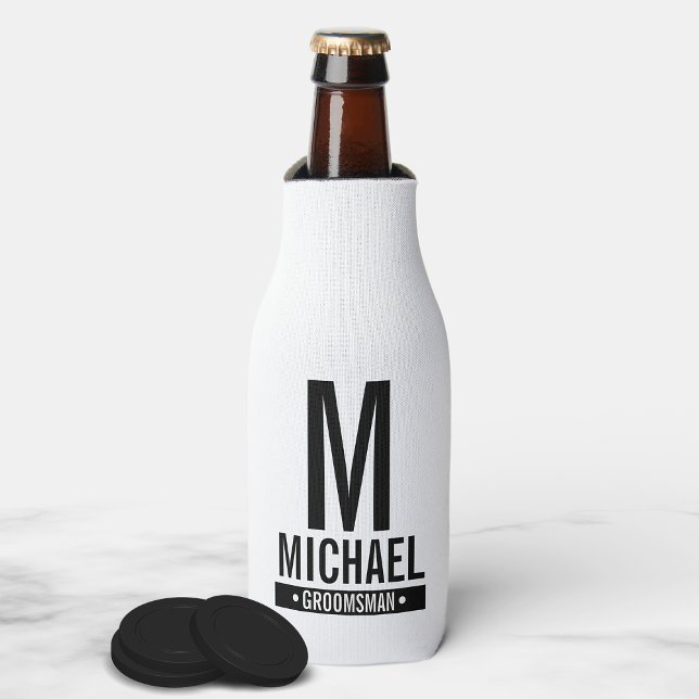 Personalised Groomsman's Monogram and Name Bottle Cooler (Creator Uploaded)