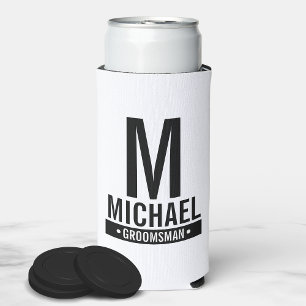 Personalised Groomsman's Monogram and Name Can Coo Seltzer Can Cooler