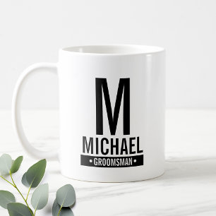 Personalised Groomsman's Monogram and Name Coffee Mug