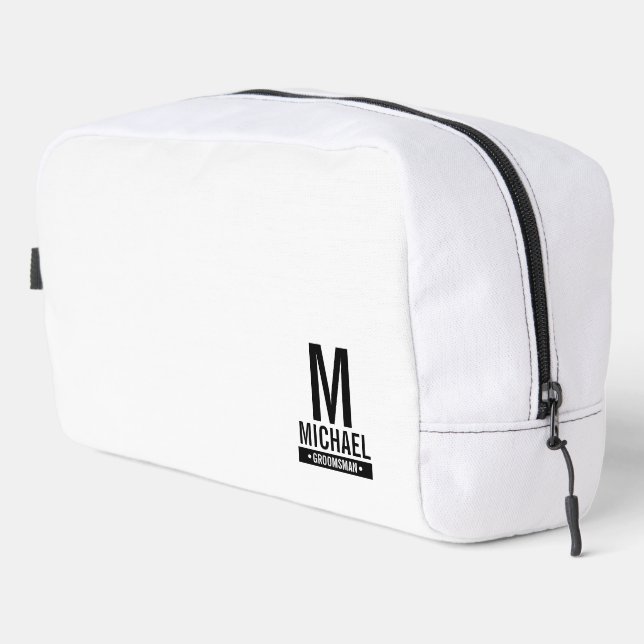 Personalised Groomsman's Monogram and Name Dopp Kit (Right Corner)