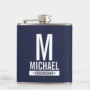 Personalised Groomsman's Monogram and Name Flask