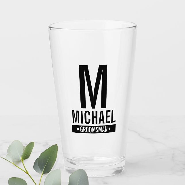 Personalised Groomsman's Monogram and Name Glass (Creator Uploaded)