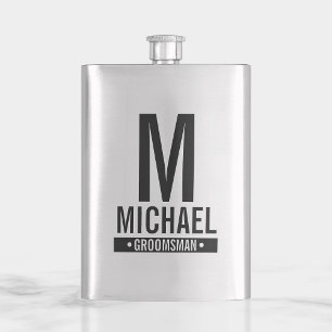 Personalised Groomsman's Monogram and Name Hip Flask