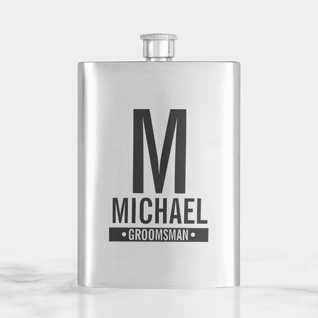 Personalised Groomsman's Monogram and Name Hip Flask (Creator Uploaded)