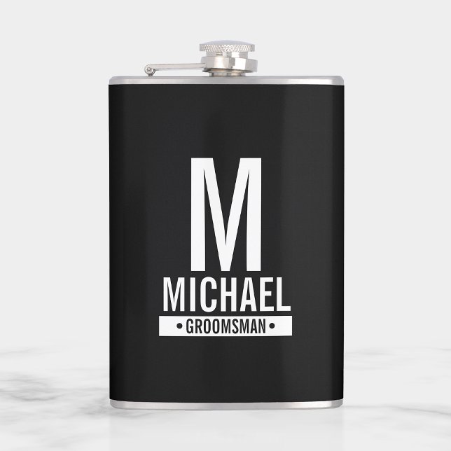 Personalised Groomsman's Monogram and Name Hip Flask (Creator Uploaded)