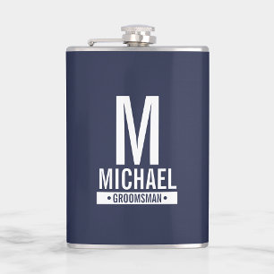 Personalised Groomsman's Monogram and Name Hip Flask