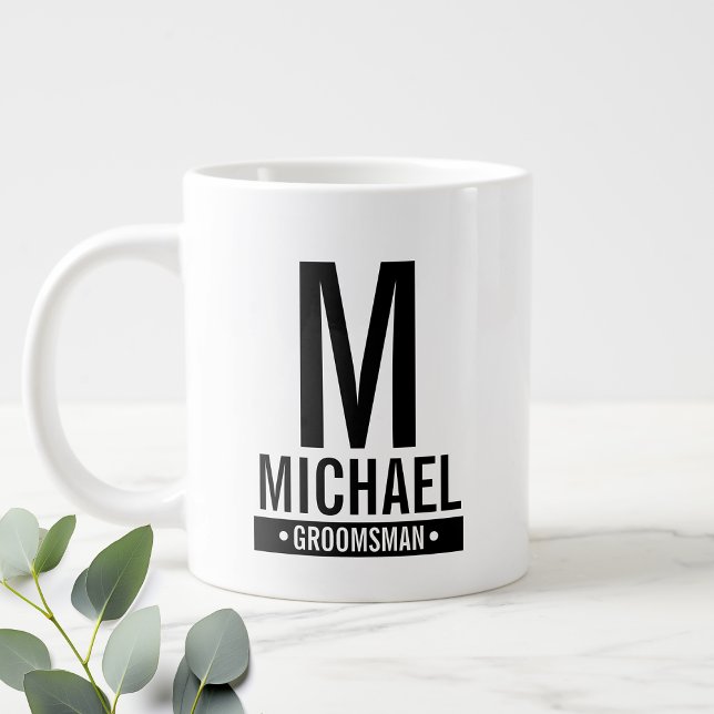 Personalised Groomsman's Monogram and Name Large Coffee Mug (Creator Uploaded)