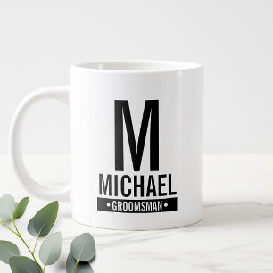 Personalised Groomsman's Monogram and Name Large Coffee Mug