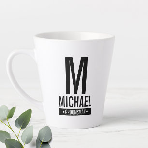 Personalised Groomsman's Monogram and Name Latte Mug