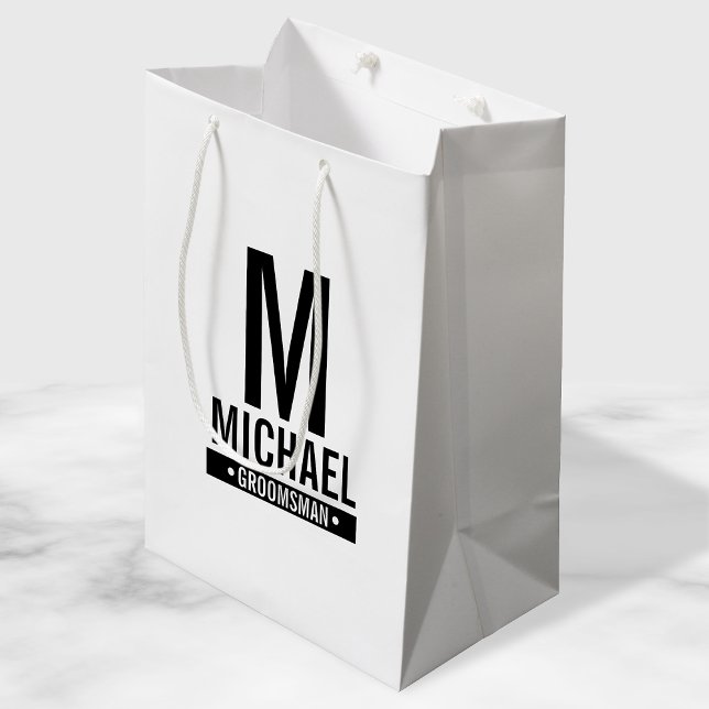 Personalised Groomsman's Monogram and Name Medium Gift Bag (Creator Uploaded)