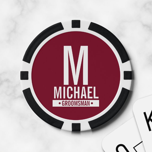 Personalised Groomsman's Monogram and Name Poker Chips (Creator Uploaded)