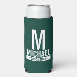 Personalised Groomsman's Monogram and Name Seltzer Can Cooler