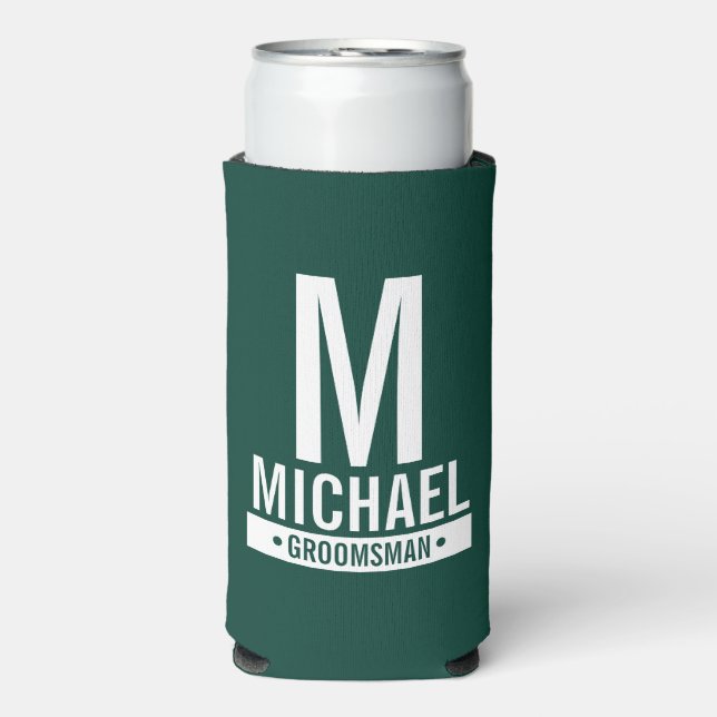 Personalised Groomsman's Monogram and Name Seltzer Can Cooler (Seltzer Front)