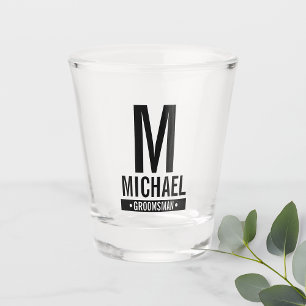 Personalised Groomsman's Monogram and Name Shot Glass