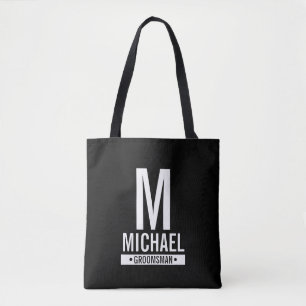 Personalised Groomsman's Monogram and Name Tote Ba Bag