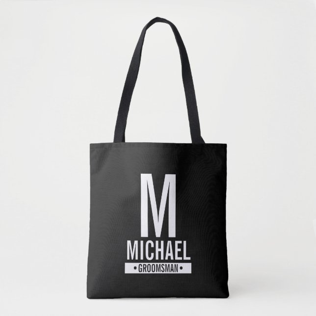 Personalised Groomsman's Monogram and Name Tote Ba Bag (Front)