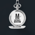 Personalised Groomsman's Monogram and Name Watch<br><div class="desc">Modern Minimalist Personalised Monogram and Name Gift.
This design features personalised groomsman's monogram,  name and title in black modern bold sans serif font style on white background.

Also perfect for best man and more.</div>