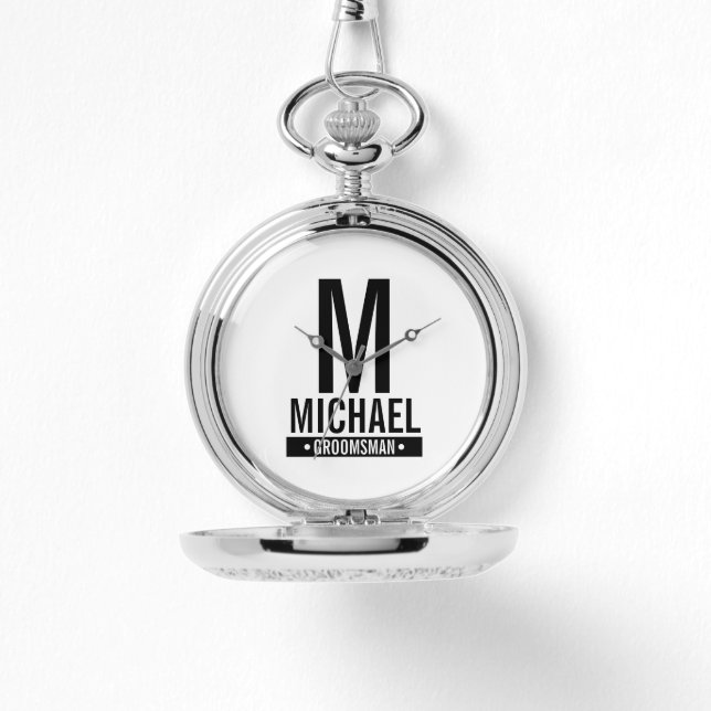 Personalised Groomsman's Monogram and Name Watch (Front)