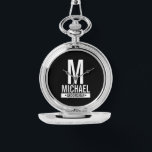 Personalised Groomsman's Monogram and Name Watch<br><div class="desc">Modern Minimalist Personalised Monogram and Name Gift.
This design features personalised groomsman's monogram,  name and title in white modern bold sans serif font style on black background.

Also perfect for best man and more.</div>