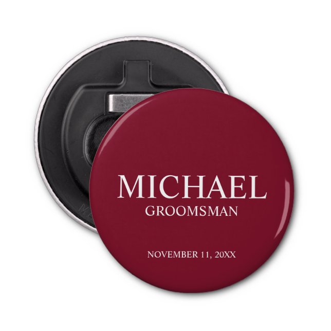 Personalised Groomsman's Name and Monogram Bottle Opener (Front)
