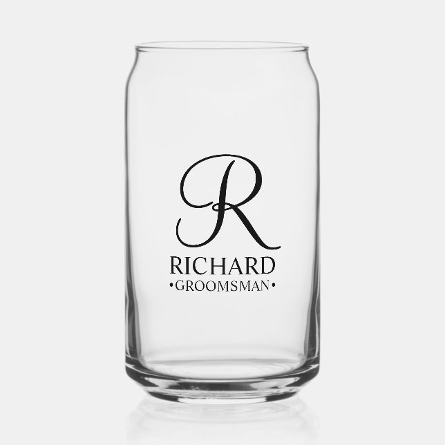 Personalised Groomsman's Name and Monogram Can Glass (Front)