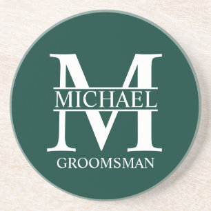 Personalised Groomsman's Name and Monogram Coaster