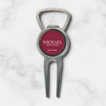 Personalised Groomsman's Name and Monogram Divot Tool<br><div class="desc">Modern Personalised Groomsman Gifts
featuring personalised groomsman's name,  title and wedding date in white classic serif font style on burgundy red background.

Also perfect for Best Man,  Father of the Bride and more.</div>