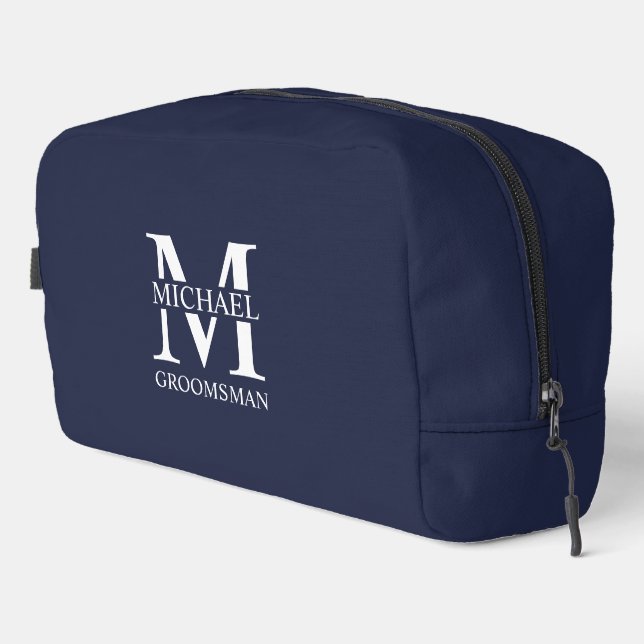 Personalised Groomsman's Name and Monogram Dopp Kit (Right Corner)
