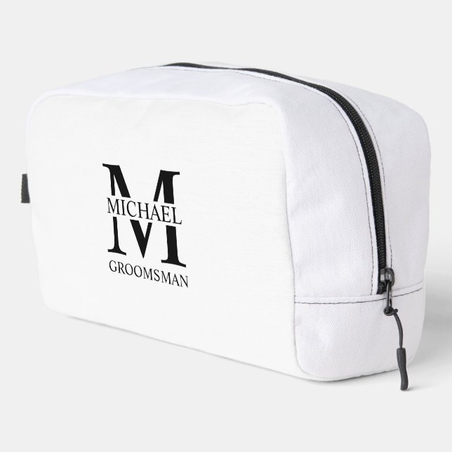 Personalised Groomsman's Name and Monogram Dopp Kit (Right Corner)