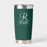 Personalised Groomsman's Name and Monogram Insulated Tumbler<br><div class="desc">Elegant Personalised Groomsman Gifts
featuring personalised monogram in white elegant script font style with groomsman's name and title in classic serif font style on emerald green background.

Also perfect for best man,  father of the bride,  bridesmaid,  maid of honour,  flower girl,  mother of the bride and more.</div>