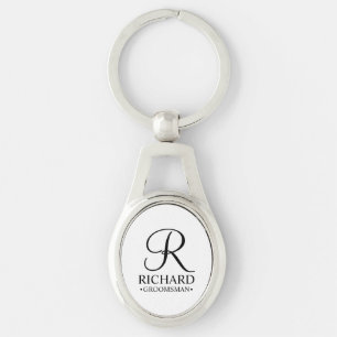 Personalised Groomsman's Name and Monogram Key Ring