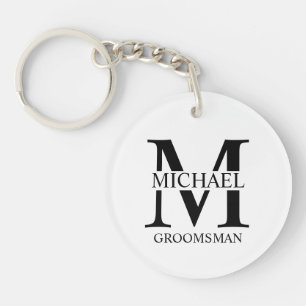 Personalised Groomsman's Name and Monogram Key Ring