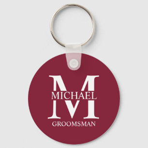 Personalised Groomsman's Name and Monogram Key Ring