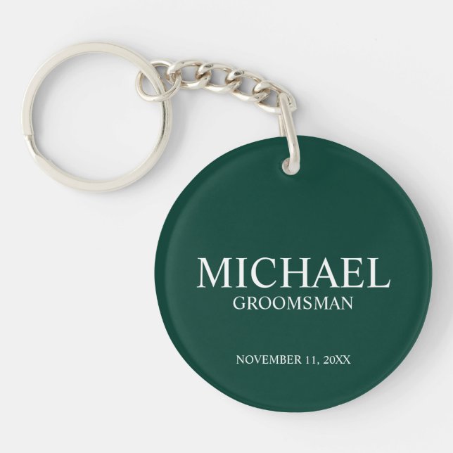 Personalised Groomsman's Name and Monogram Key Ring (Front)