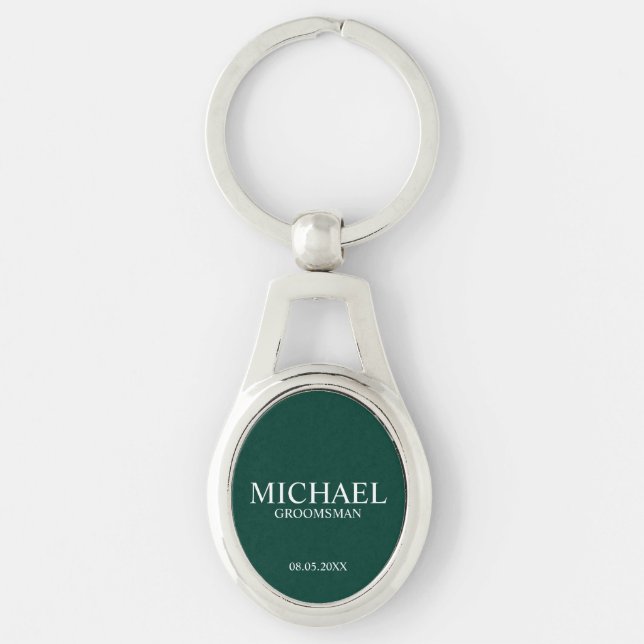 Personalised Groomsman's Name and Monogram Key Ring (Front)