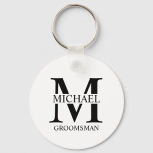 Personalised Groomsman's Name and Monogram Key Ring