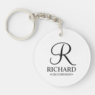 Personalised Groomsman's Name and Monogram Key Ring