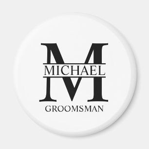 Personalised Groomsman's Name and Monogram Magnet