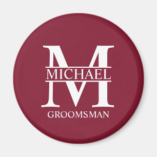 Personalised Groomsman's Name and Monogram Magnet