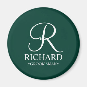 Personalised Groomsman's Name and Monogram Magnet